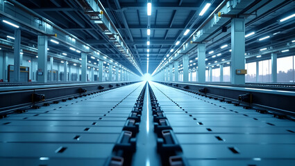 Fototapeta premium Photo Realistic Conveyor System & Warehouse Design Blueprint for Layout Optimization