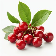Cherries Red and Green Delight a Fresh Harvest of Sweet Berry Fruits with Vibrant Leaves