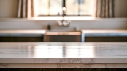 Marble kitchen countertop with smooth veining