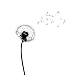 Dandelion Seed Dispersal Black and White Delicate Flower Nature Plant Floating Flying Away Serenity
