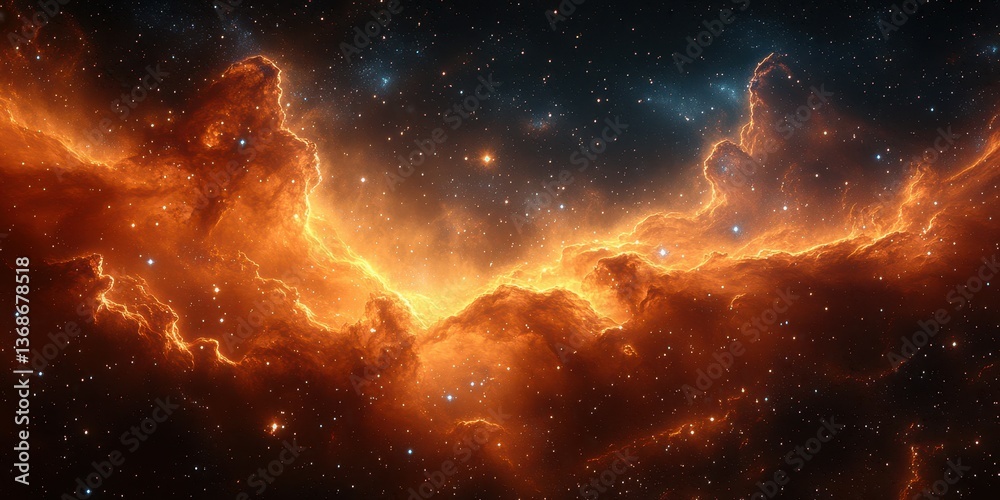 Wall mural cosmic spectacle reveals vibrant nebula illuminated by distant stars in a captivating deep space vie