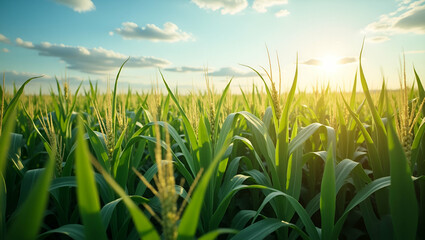 Obraz premium Top View of a Cornfield with Blockchain Overlay: Symbolizing Transparent Supply Chains and Secure Agricultural Transactions - Photo Stock Concept with Copy Space