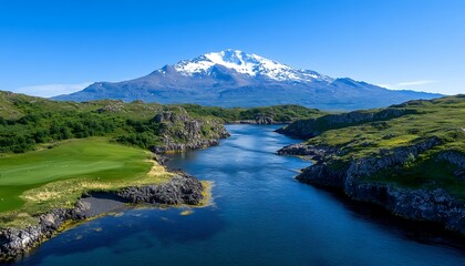Naklejka premium Coastal Golf Course View