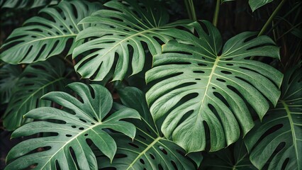 Fototapeta premium Monstera Macro: Lush Green Detail - 3