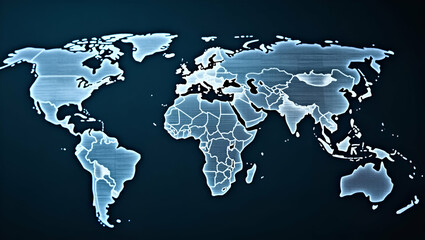 Naklejka premium Double Exposure Global World Map with Business Financial Trading Background