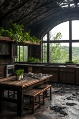 Fototapeta premium Burnt Kitchen, Landscape View