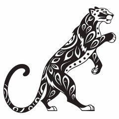 Snow Leopard black silhouette icon vector