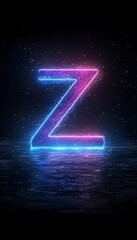 Neon Letter Z on Water
