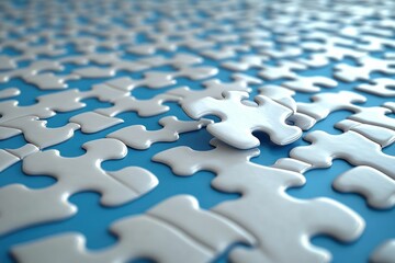 White puzzle piece, almost complete blue background