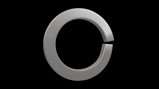 Spring Lock Washer Rotating on a Transparent Background. Split Washer 3D. 4K