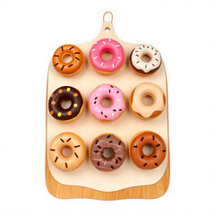 Obraz premium Assorted delicious donuts with jam icing sugar and chocolate