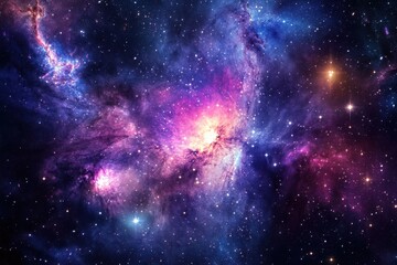 Naklejka premium Stunning background of infinite space with distant stars, galaxies, and colorful nebulae in the cosmos.