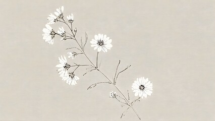 Floral Sketch on Textured Stone Wall Art