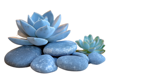 Powder Blue Pebbles with Succulent