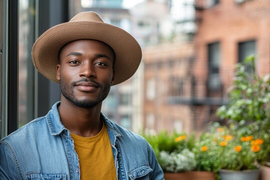 Feminine Young Black Man Genderless on the terrace