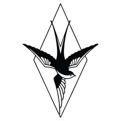 Vector silhouettes set of birds at tree branches  and isolated background.