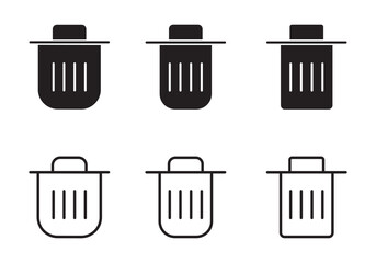 trash can icon in black feel and Thin Icons, Trash garbage can, bin waste vector, Suitable for Web Sites, Books, Cards, Apps.