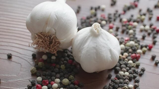 garlic and spices on the table