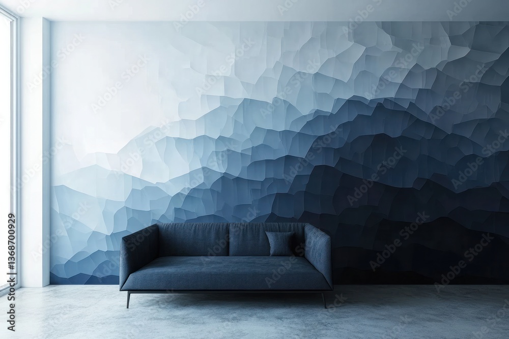 Aufkleber a smooth, flowing abstract gradient in various shades of blue, with soft transitions from dark to li