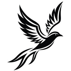 Vector silhouettes set of birds at tree branches  and isolated background.