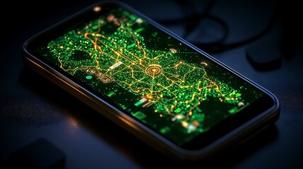 Smartphone Map Night City