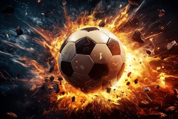 Fototapeta premium The explosion of energy during a crucial soccer match showcases teamwork and skill.