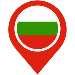 Obraz premium Discover the vibrant spirit of Bulgaria, a red and white map pin showcasing its flag, symbolizing travel and exploration.