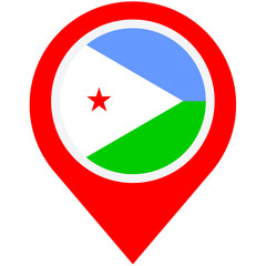 Discovering Djibouti: A vibrant red location pin showcasing the Djiboutian flag's bold colors and simple design.