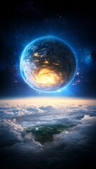 Alien Planet Above Clouds