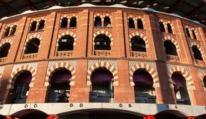 Arenas Shopping Mall Building Facade Exterior, Placa D'Espanya, Barcelona City Center Catalonia...