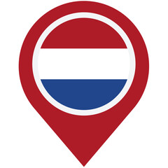 Obraz premium A vibrant Netherlands location pin, showcasing national pride with bold colors and a simple, clean design.