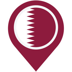 Discovering Qatar: A maroon and white flag proudly displayed on a location marker, symbolizing national pride and geographical identity with simple graphic design.