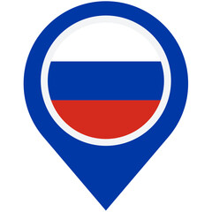A vibrant Russian flag location marker, symbolizing pride and national identity, displayed with a bold blue design and clean simple lines.