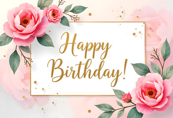 happy birthday card with roses