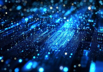 Blue-themed circuit board showcasing modern design.