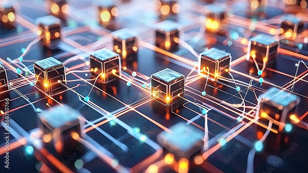 Poster complex interconnected network of data processing cubes