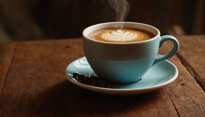 Fototapeta premium cup of coffee on wooden table