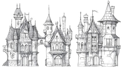 Enchanting Medieval Fantasy Castle Garden Vintage Architecture