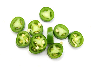 Jalapenos Chili Peppers on white background