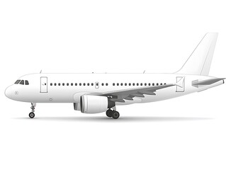 Obraz premium A side view of a white passenger jet airplane in flight