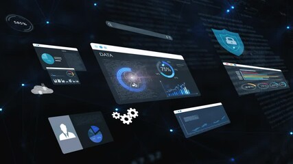 AI artificial intelligence and dashboard for data business analysis and Data Management System with KPI and metrics connected to the database for technology finance,

