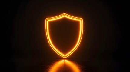 Vibrant Orange and Yellow Neon Light Shield Icon