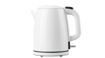 White electric kettle modern design for hot water tea coffee kitchen appliance isolated object transparent backgroundisolated on transparent background	