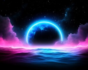 Neon Planet Night Sky