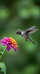 Hummingbird and Zinnia: A Moment of Serenity in Nature