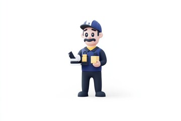 3D illustration of a delivery person holding packages