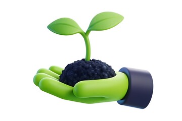 3d hand holding sprout isolated on white background