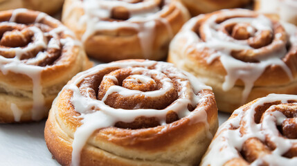 Fototapeta premium Delicious Homemade Cinnamon Rolls With Icing
