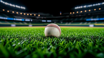 Baseball on Stadium Field Night.