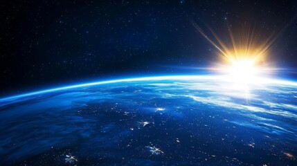 Fototapeta premium The stunning beauty of Earth's sunrise from orbit.